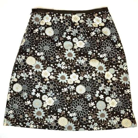 Y2K LAPIS Floral Skirt Brown Blue White A Line Unlined Side Zip Boho Womens P/M - Picture 3 of 10